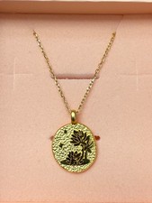 Little Sky Stone Water Lily, 14K Gold Plated Pendant Necklace