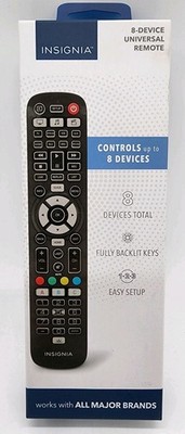 Insignia 8 Device Universal Remote Control Backlit Keys Works w/ All Brands NEW