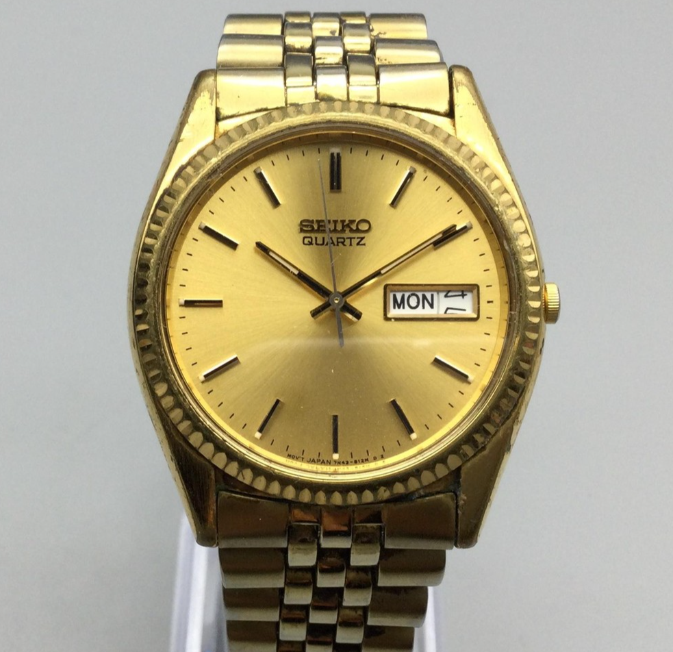 SEIKO ゼンマイ時計 Vtg Seiko Presidential Watch Mens 34mm Day Date 7N43-8111 New