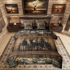 7 Piece Rustic Deer Queen Comforter Set with Sheets Farmhouse Cabin Bedding Sets