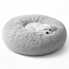 Extra Small Dog Bed Cute Grey Dog Bed Washable 19 inches Donut Fluffy Small P...