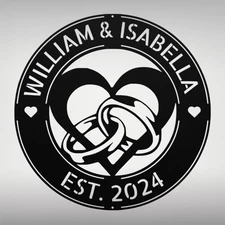 Personalized Ring Heart Metal Wall Art Sign Home Decor Engagement Wedding Gifts