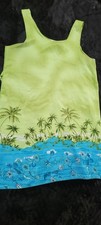 Woman's Looking Good Vibrant Lime Green Tropical Sleeveless Dress Size Large