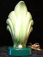 Vintage 1950s Green Ceramic Cornucopia TV Lamp | Mid-Century Modern | Tested