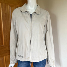 Columbia Women s Beige Short Full Zip Jacket Pockets L SEE DESCRIPTION