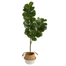 Nearly Natural 4.5ft. Fiddle Leaf Fig Artificial Tree with Boho Chic Handmade Co