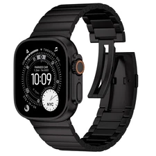 Black Titanium Link Bracelet for Apple Watch Ultra 3/2 with Folding Buckle
