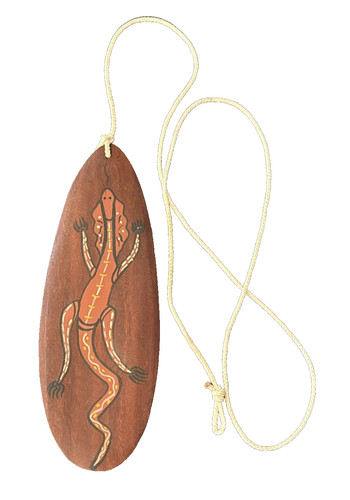 Aboriginal Hand Painted Wood Bullroarer Musical Instrument Crocodile Australia
