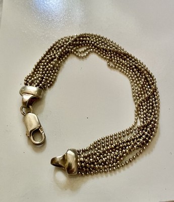 Fine Quality Ball Bead  MC  Sterling Silver Bracelet Womens 7.5 