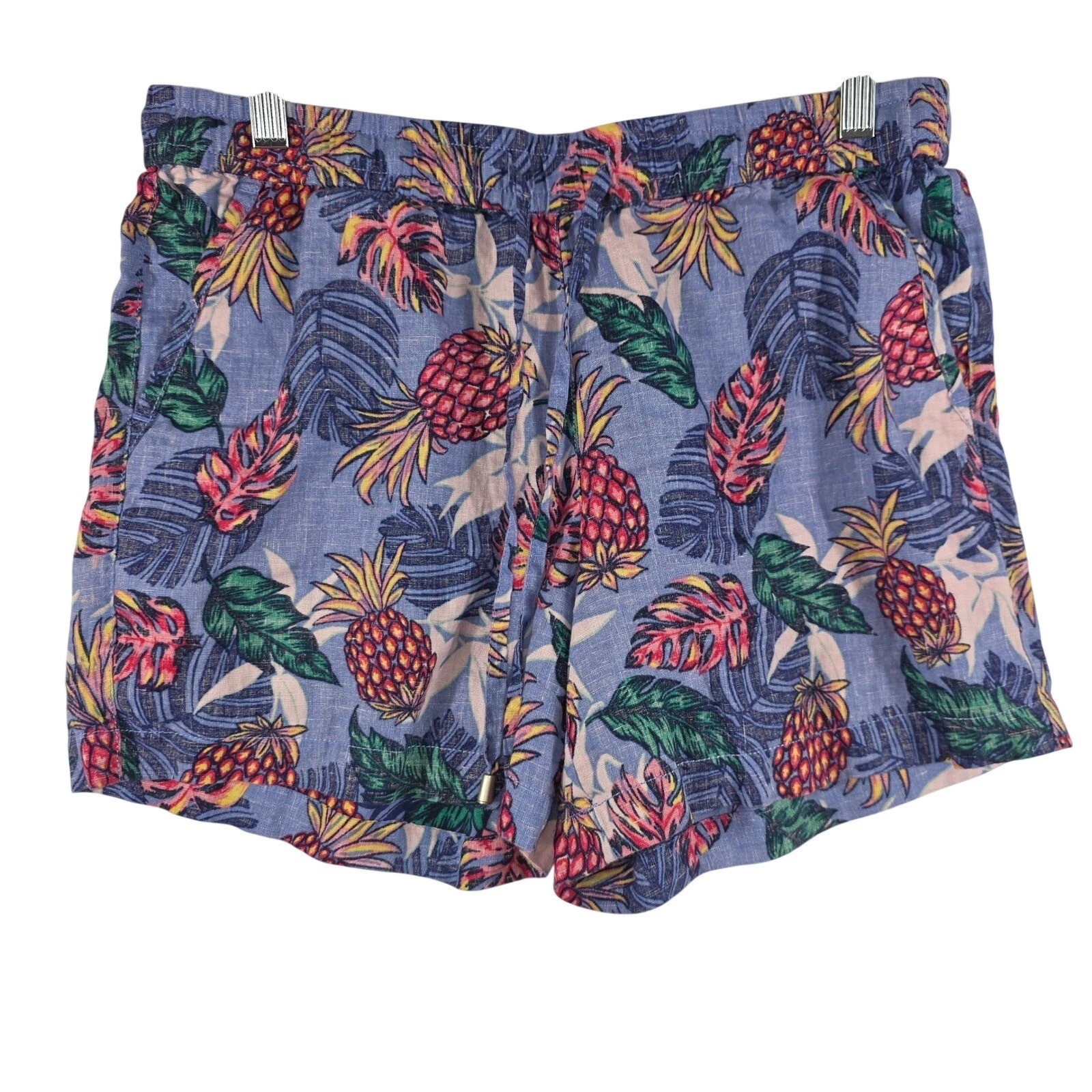 Tommy Bahama Pineapple Tropical Print 100 Linen Shorts Women 32 M / L Resortwear