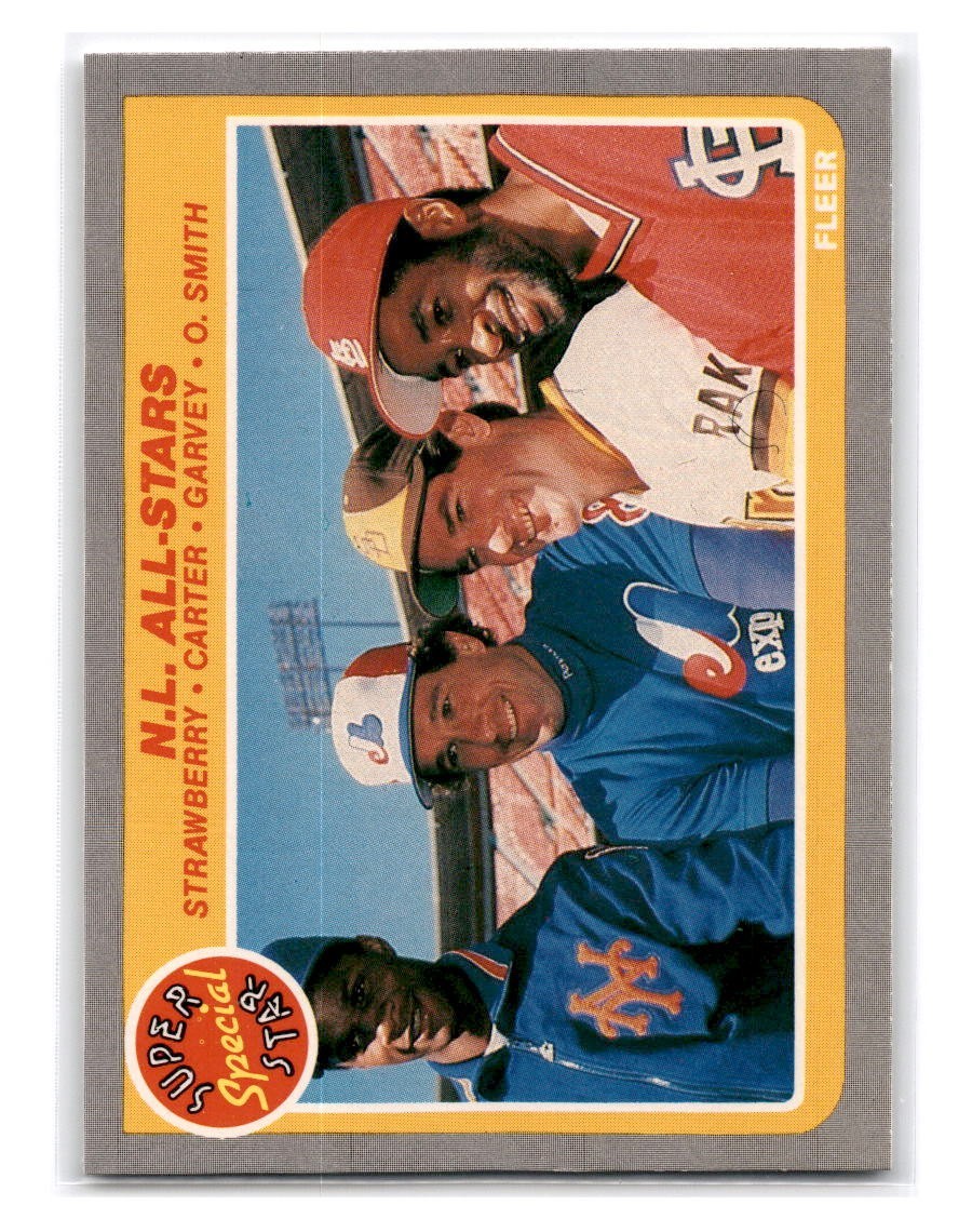 1985 Fleer #631 NL All Stars Strawberry-Carter-Garvey-O Smith