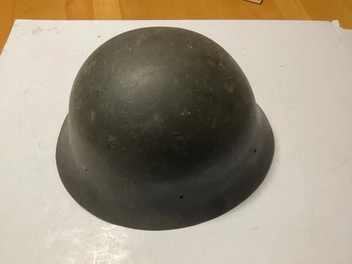 VINTAGE  Military Helmet Steel Green Pot  Unmarked  SWEDISH WWI ?