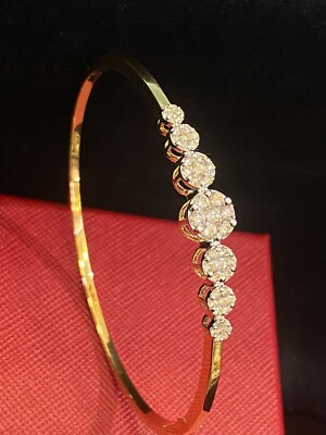Bracelet Pavé Diamants 1,90 Carats En Or 14k - Diamants Ronds Et Baguette, Couleur G, Clarté SI1, Neuf Avec étiquettes