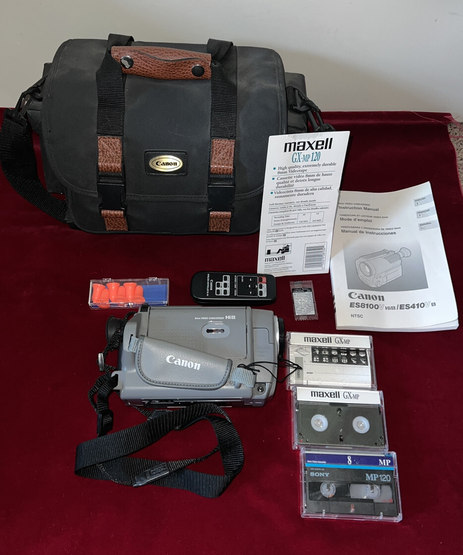 Canon ES8100V Hi8 8mm Video Camcorder AS IS, Bag/Remote/CR2025 Battery