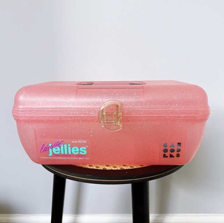 Caboodles Jellies Pink Sparkle Makeup Organizer Vanity 2752 Glitter Mirror eBay