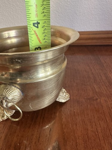 11 inch Polished Brass Container, Hammered Effect With Rope And Tassels Trim - Picture 16 of 16