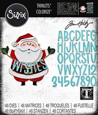 New Retired Sizzix Thinlits Colorize Santa Greetings 49pc #666338 Retail $39.99