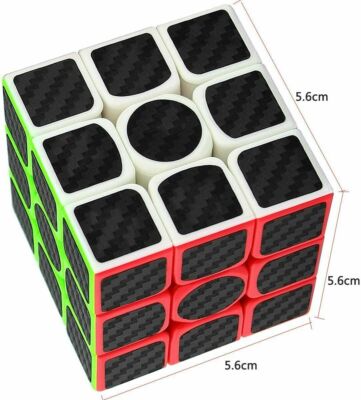 Cube Puzzle 3x3 Toy Carbon Fiber Sticker Speed Smooth Memory Game
