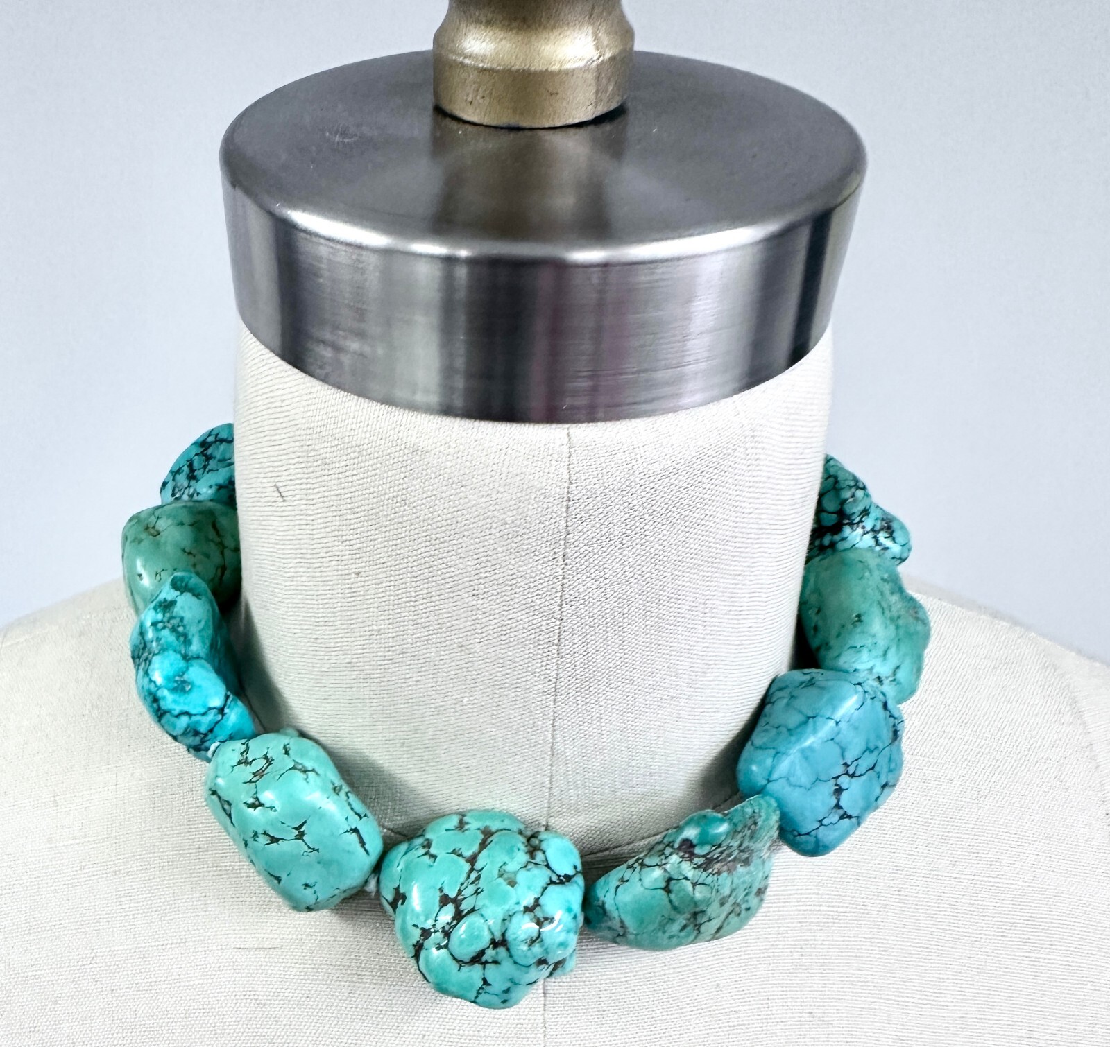 KJL Kenneth Jay Lane Large Chunky Turquoise Hand … - image 1