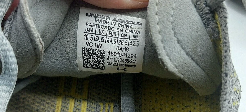 Under Armour Women's Size 10.5 Charged Running Shoes Gray/Neon Yellow Lace-Up - Image 3 of 4