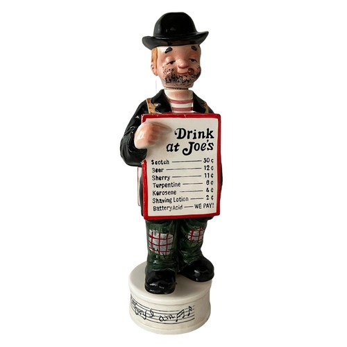 Vintage Ceramic Music Box "Drink at Joe's" Liquor Decanter Bottle "How