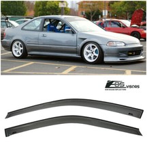 For 92-95 Honda Civic Coupe Jdm Smoke Tinted Side Window Visors Rain Guard Eg Si