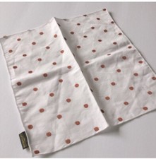 CLIFTON WILSON LINEN POCKET SQUARE WHITE WITH COPPER COLOR POLKA DOT NWOT