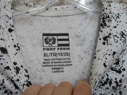 Phat Pharm Shirt Extra Large Youth 18-20 White Black Modern Fit Casual Logo Boys - Picture 4 of 9