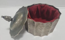 Vtg 1991 Godinger Silver Plated Trinket Jewelry Box Red Velvet Lining Lidded