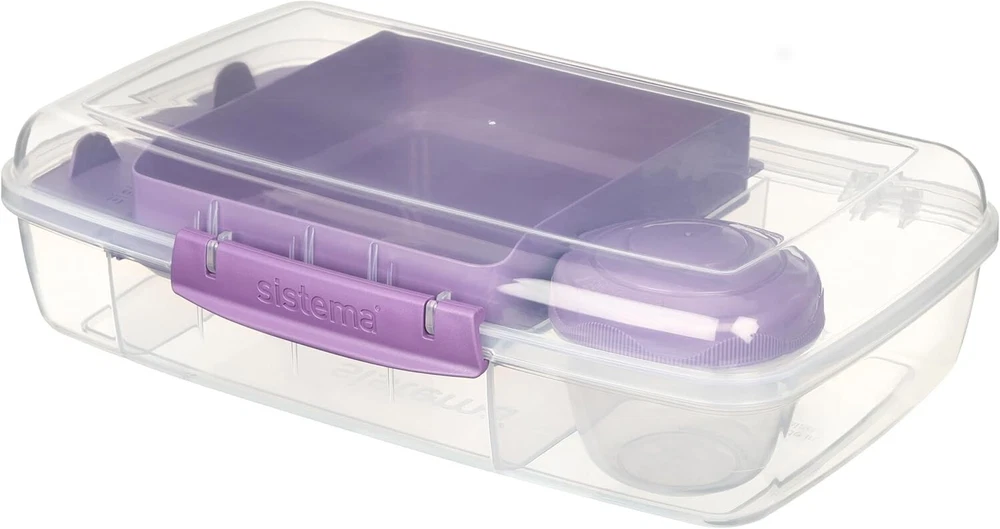 Clear 1.76L Bento Box with Secure Locking Clips for Easy Food Storage