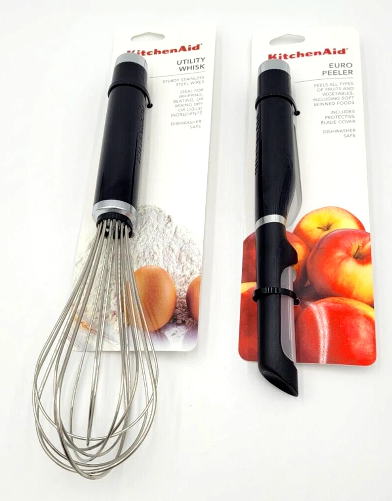 Kitchen Aid Utility Whisk and Euro Peller Bundle Black