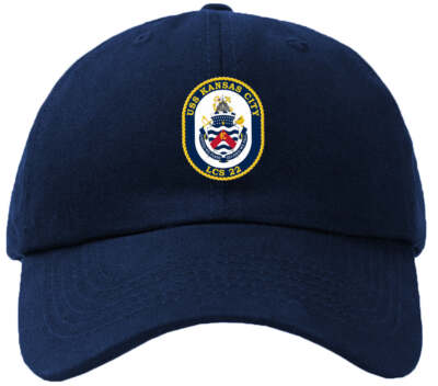 LCS-22 USS Kansas City Badge Navy Baseball Cap Hat Hook and Loop Closure