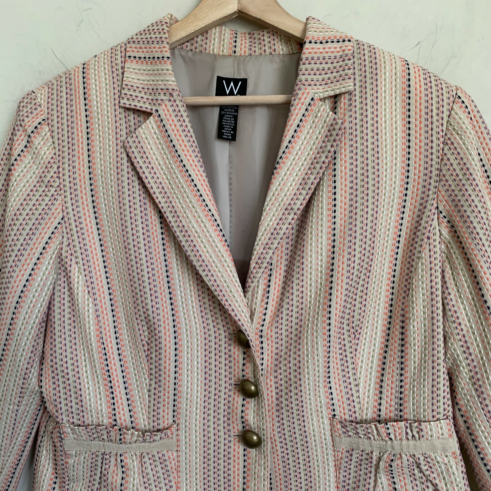 W/Work To Weekend Jacket Beige Multi Collared But… - image 4