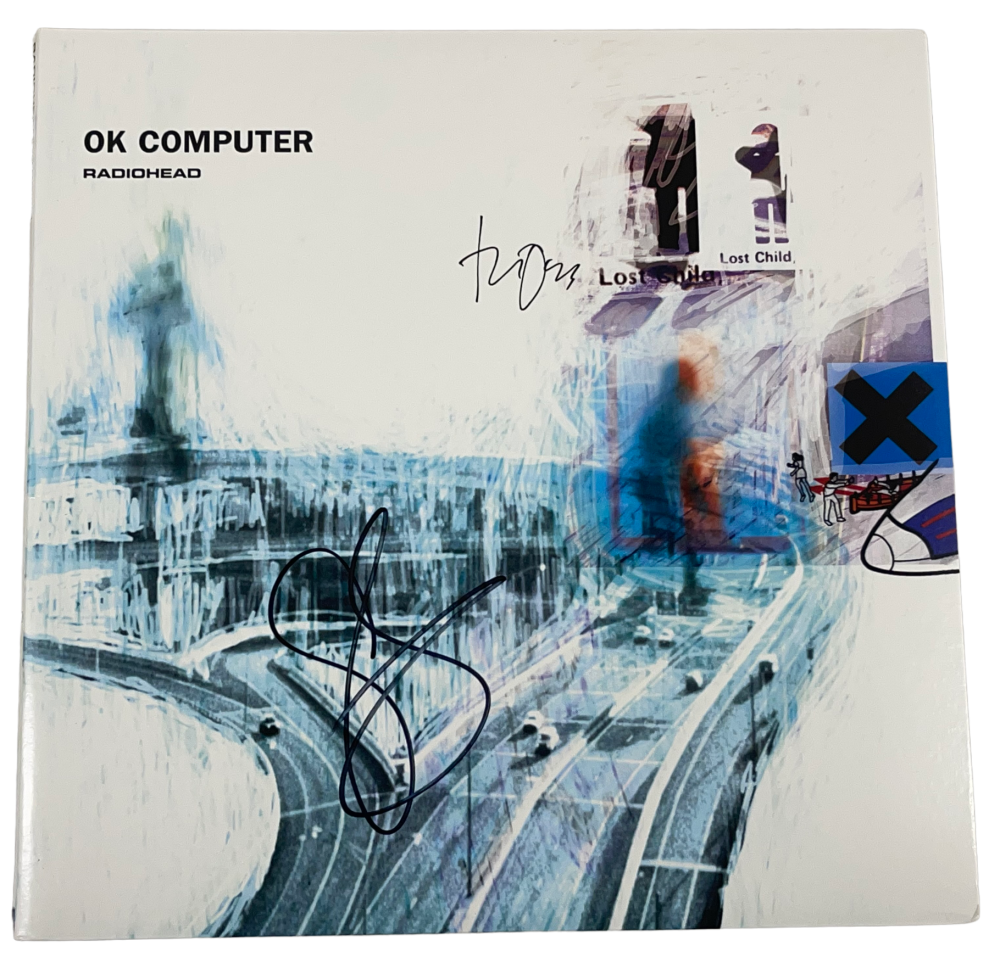 THOM YORKE JONNY GREENWOOD RADIOHEAD SIGNED OK COMPUTER ALBUM