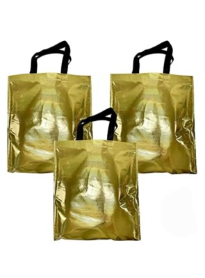 HUGE Metallic Gold Foil Look Shopping Bag or Gift Tot VERY Shiny Bridesmaids ect