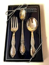 International Silver Company Victorian Rose 3 Piece Baby Flatware Set New
