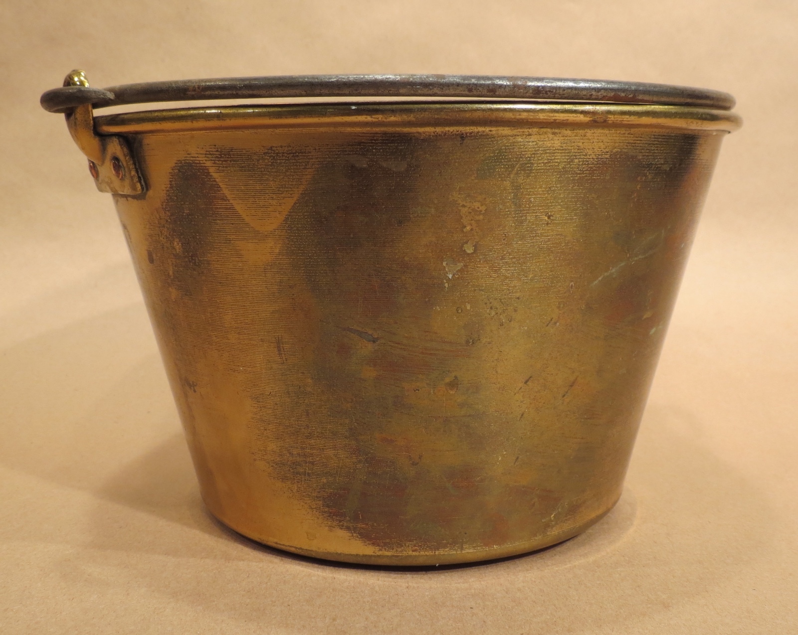 Antique Brass Bucket / Pail Feb. 13, 1866 Ansonia Brass Co. / H.W