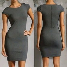 Alice + Olivia Gray Short Sleeve Bodycon Mini Dress Sz 0 Stretch Cocktail Party
