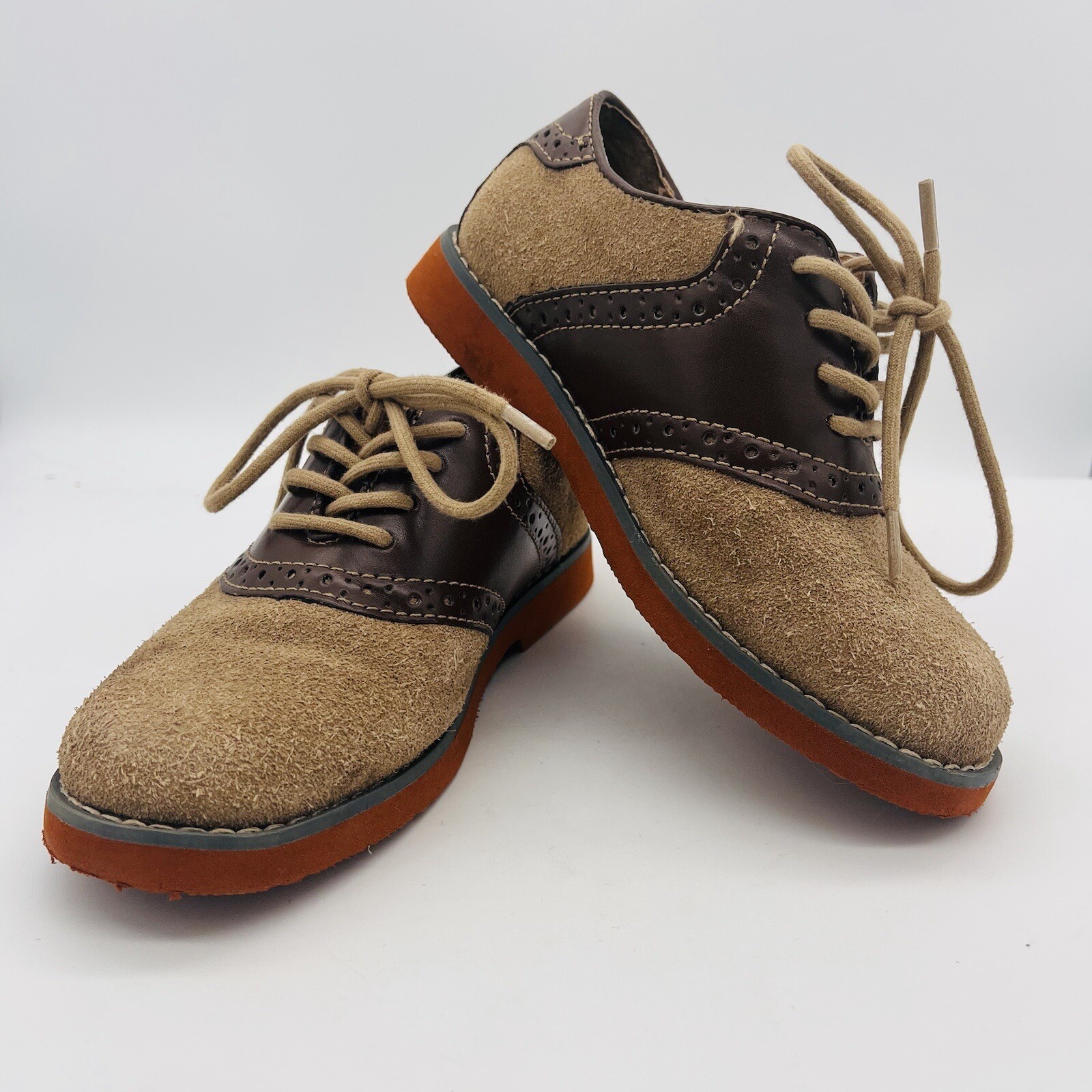 SAOLA Oxford stringati in pelle scamosciata beige Florsheim per bambini taglia 11 M