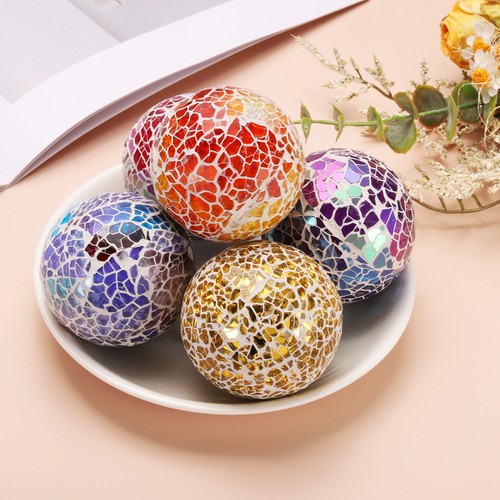 3 Pcs 3" Decorative Balls Mosaic Glass Balls Orbs, Black - Bild 3 von 5