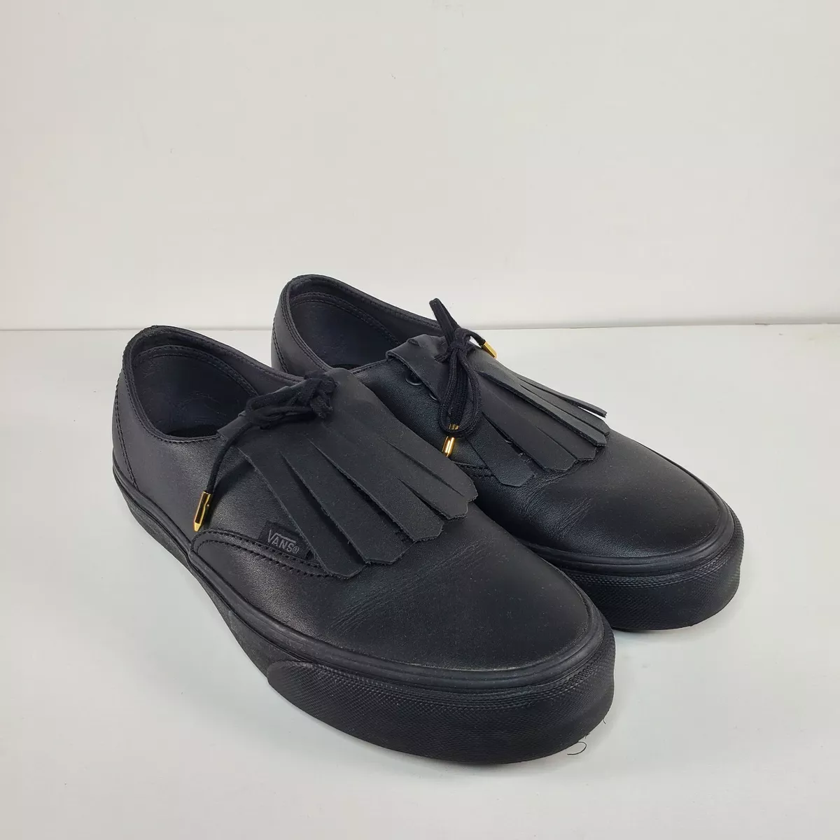 Vans Authentic Fringe “Black Gold” Leather Low-Top Skate Shoes ...