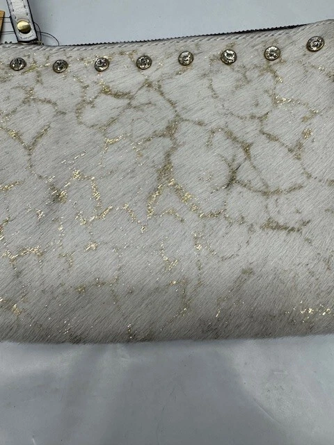 Bolso sin asas Patricia Nash Cassini metálico blanco pantorrilla*Nuevo con marcas Foto 2 de 4