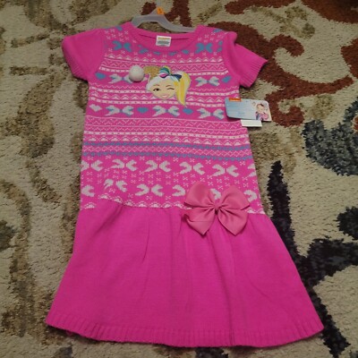 Nickelodeon JoJo Siwa Sweater Dress Girls Size 6/6 Pink Santa Hat
