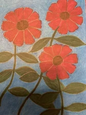 Blue Purple Red Flowers Landscape Design Southern Countryside Drawing Artwork