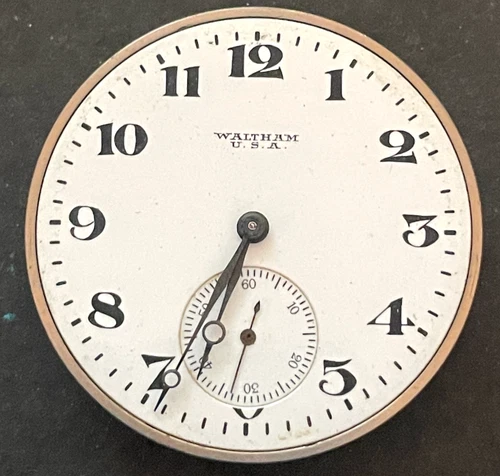 Antique 1919 Waltham 1894 220 Pocket Watch Movement Running Ticks 12s 15j USA