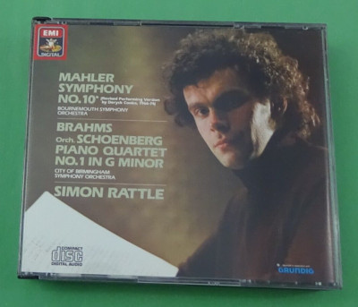 Mahler: Symphony No. 10 Brahms Simon Rattle 2-Disc (CD, 1985) #985-5