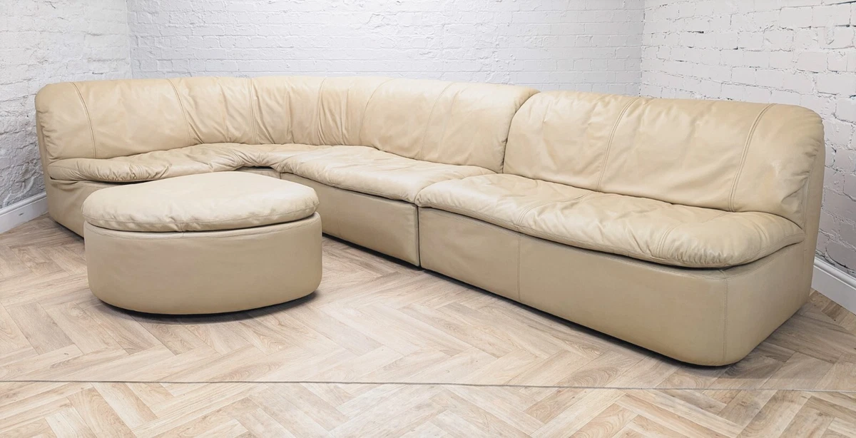 Cream Leather Sectional Corner