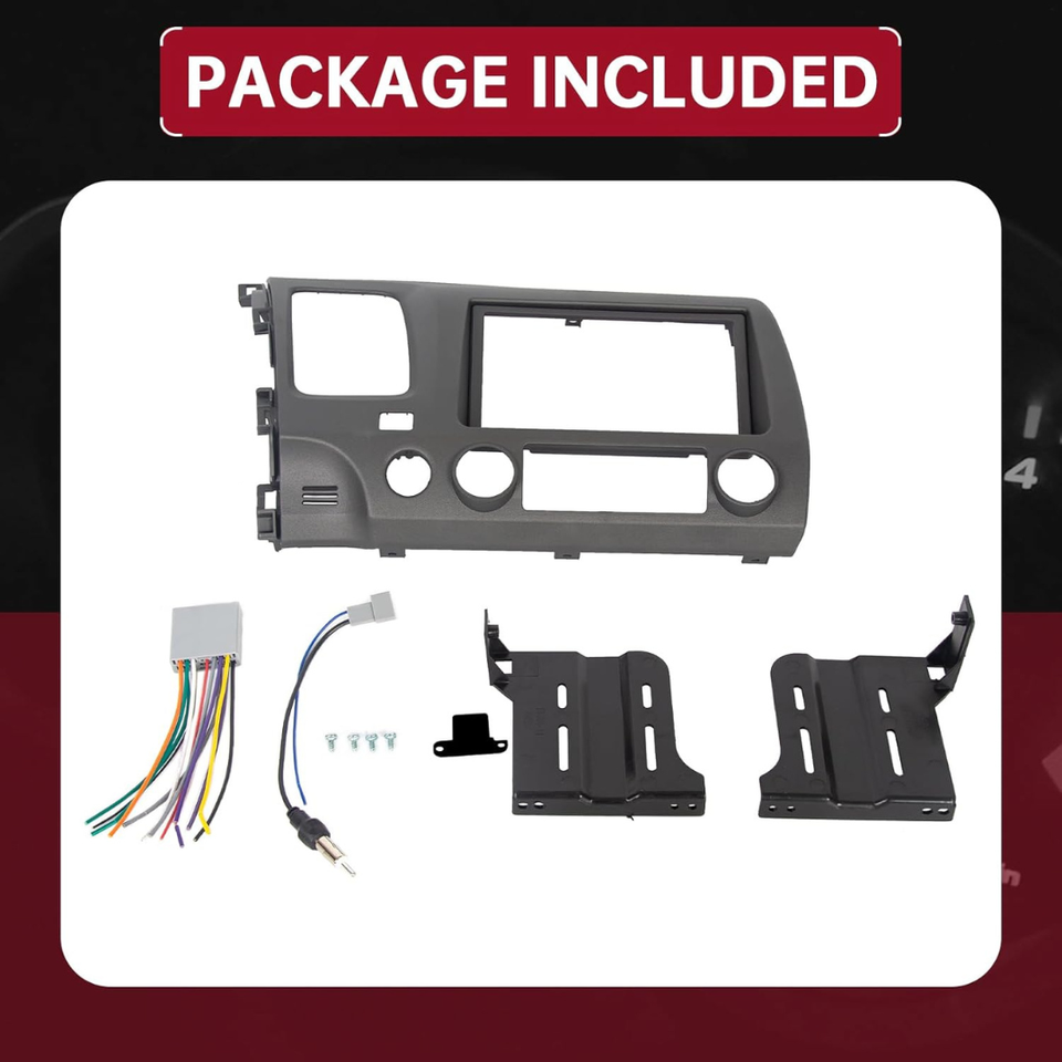 Car Stereo Double 2 DIN Radio Dash Kit + Wire Harness For Honda Civic