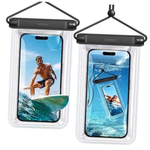 2 Pack IPX8 TPU Waterproof Phone Pouch Double Sealing, Cell Phone Dry A-Black