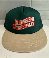 Budweiser Clydesdales Green Tan Snapback Hat Cap Made in USA Breweriana